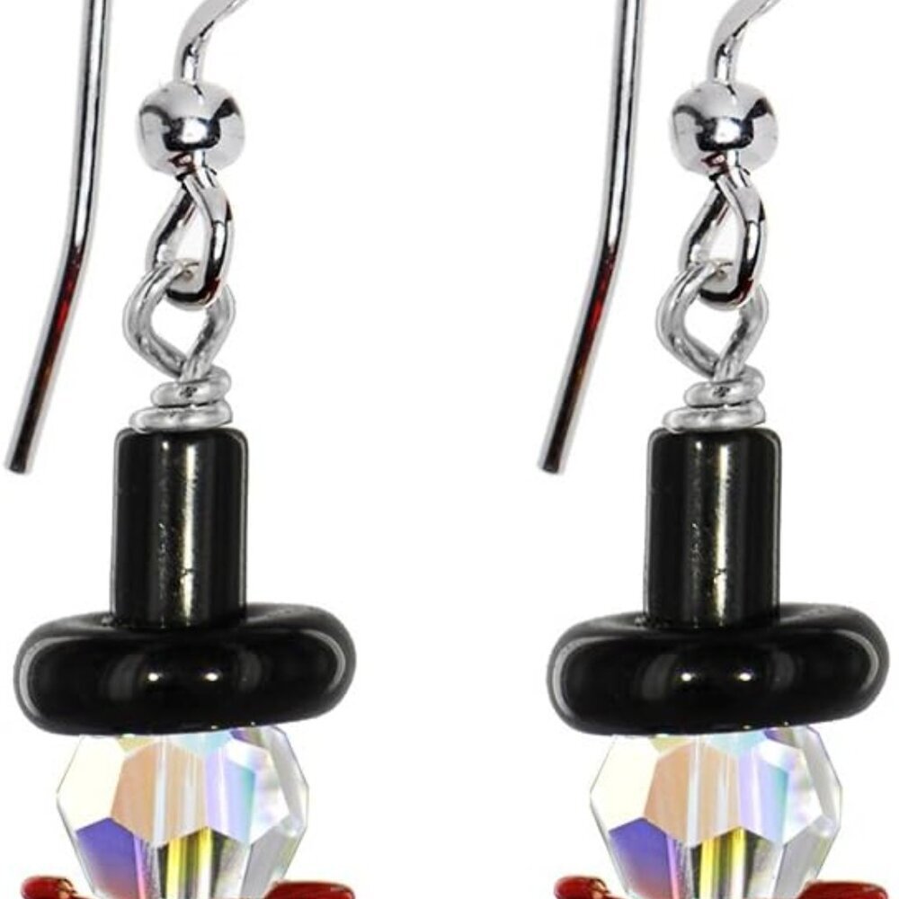 Handcrafted Snowman Holiday Earrings Created with Crystal for Women, Mother, Fri